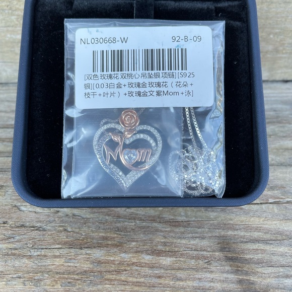 925 Sterling Silver Rose Heart Mom Necklace Birthstone Birthday Valentines